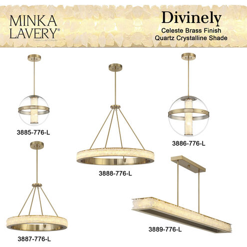 Divinely LED 60 inch Celeste Brass Island Light Ceiling Light